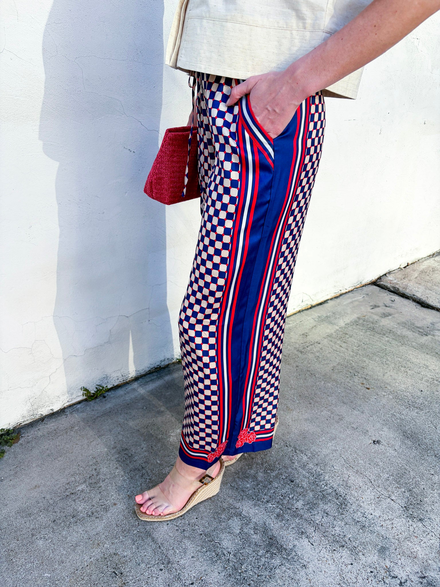 Checkerboard Wide Leg Pants
