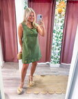 Weekend Cabin Mini Dress-Olive