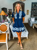 Magic Moment Floral Mini Dress-Navy