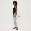 Tate Woven Frame Clutch-Gold