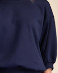 Eleanor Bubble Sleeve Sweatshirt-Navy