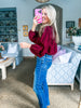 Feeling Light Ruffle Trim Top-Wine