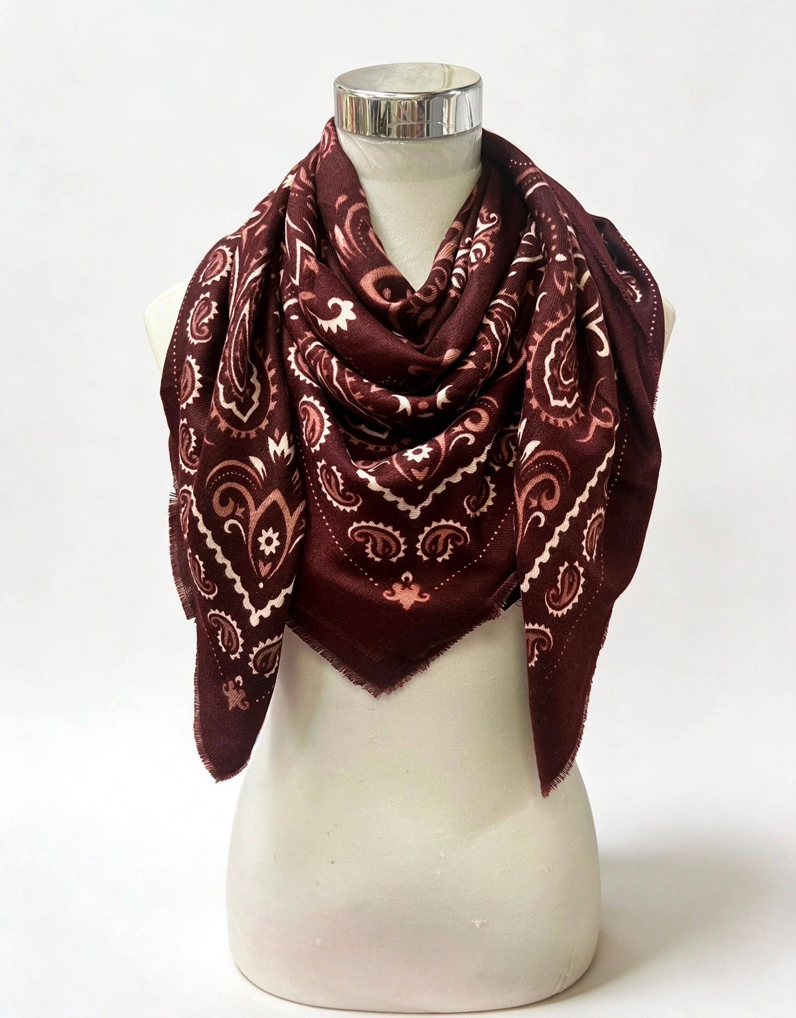 Western Trail Square Bandana-Bordeaux