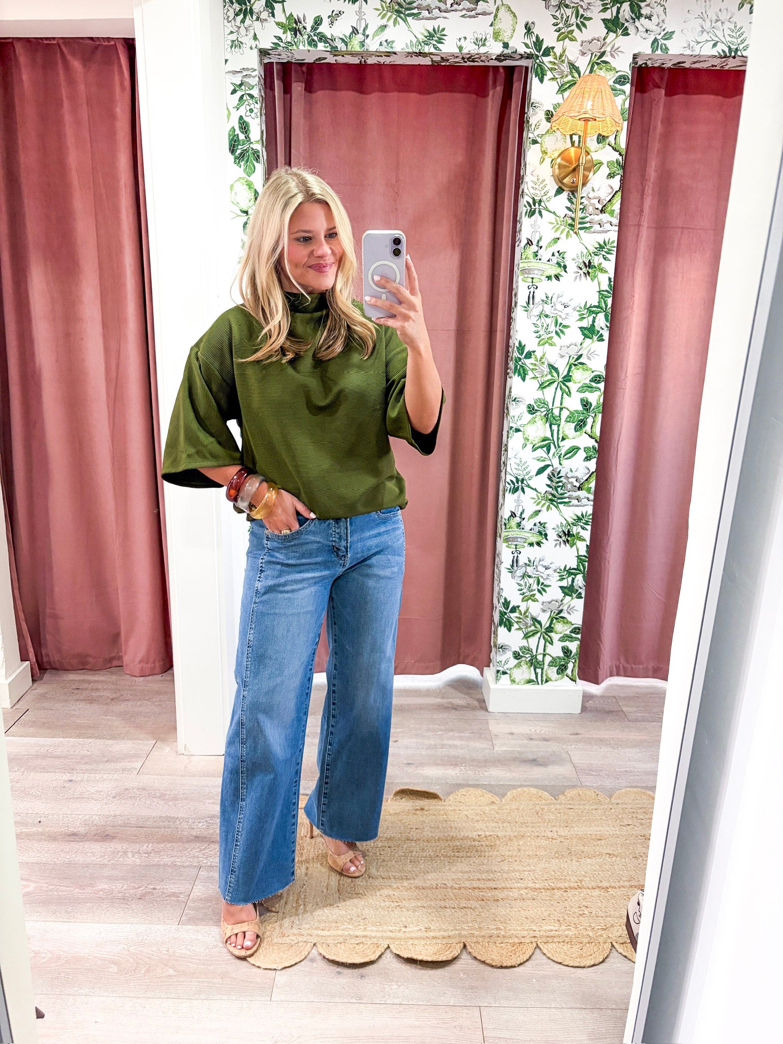 Old Mill Mock Neck Top-Olive