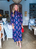 Midnight Sonata Botanical Midi Dress-Navy