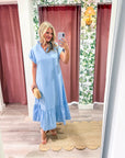 Simple Joy Midi Dress-Blue