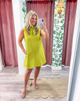 Yacht Luxe Mini Dress-Lime