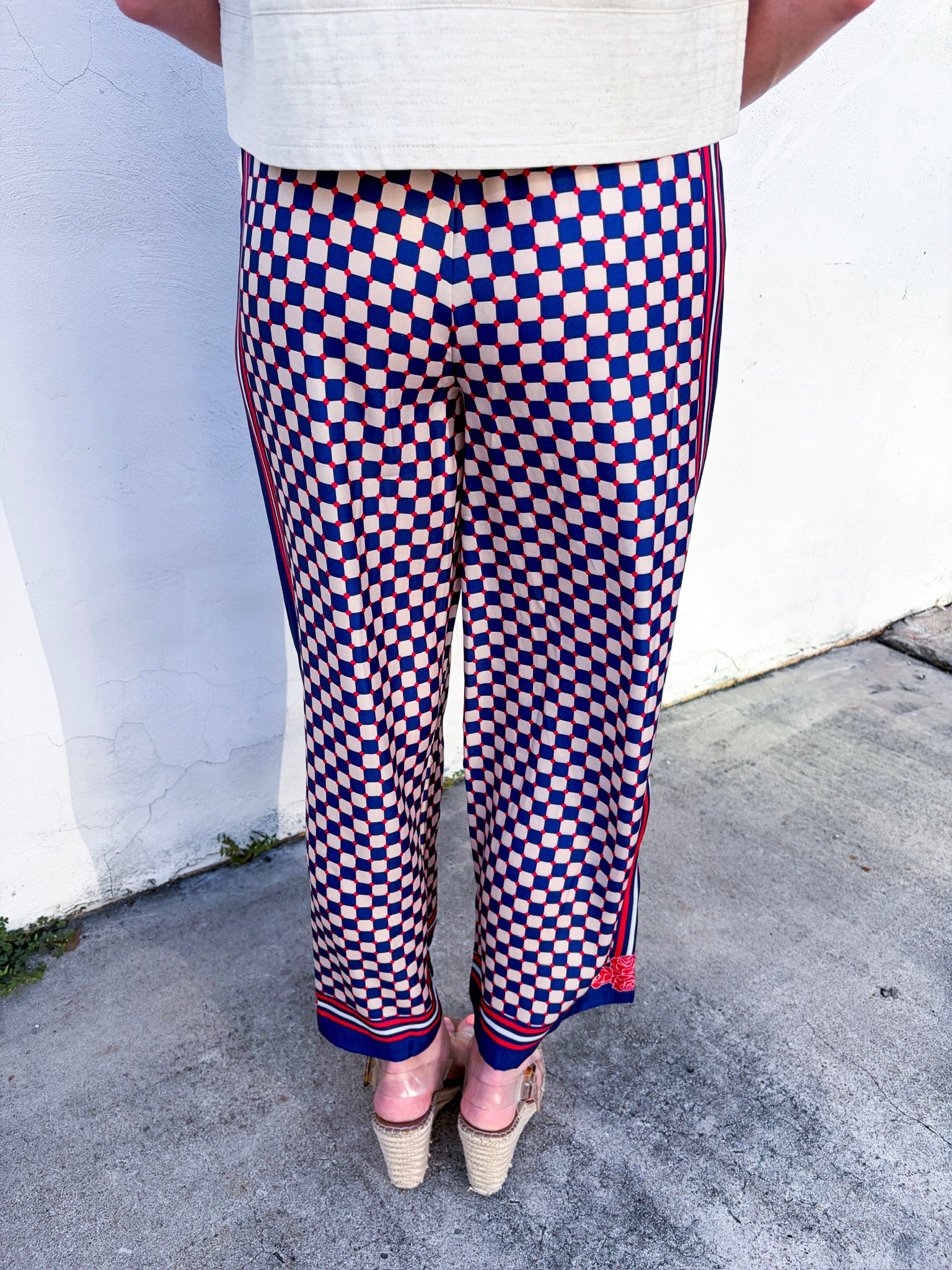 Checkerboard Wide Leg Pants