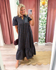 Westbury Plaid Midi Dress-Green