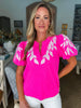 Vintage Bungalow Embroidered Top-Hot Pink