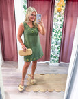 Weekend Cabin Mini Dress-Olive
