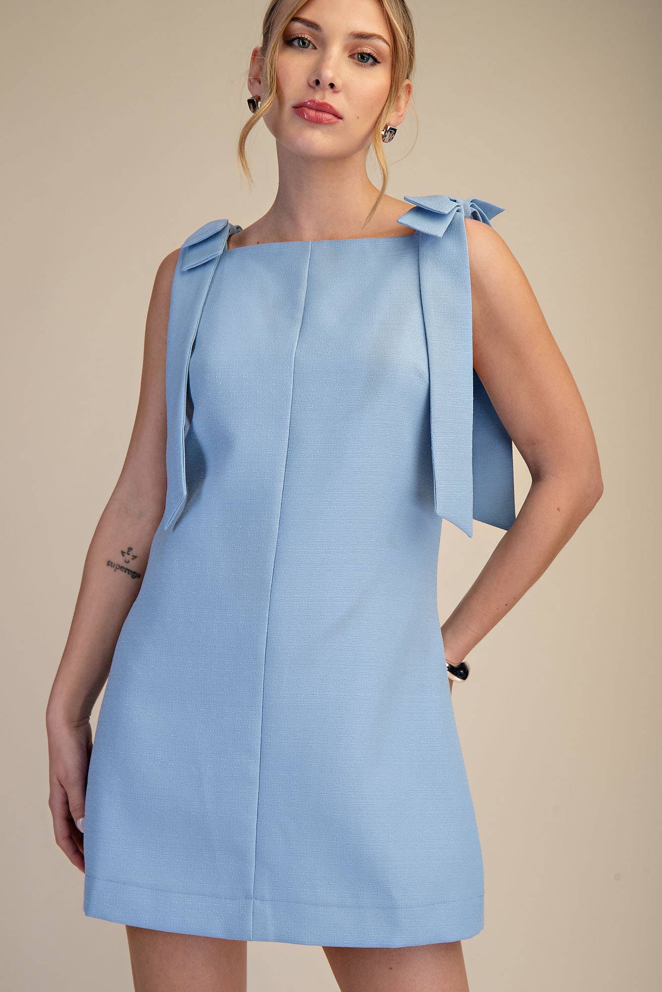 Breakfast at Tiffany's Mini Dress-Light Blue
