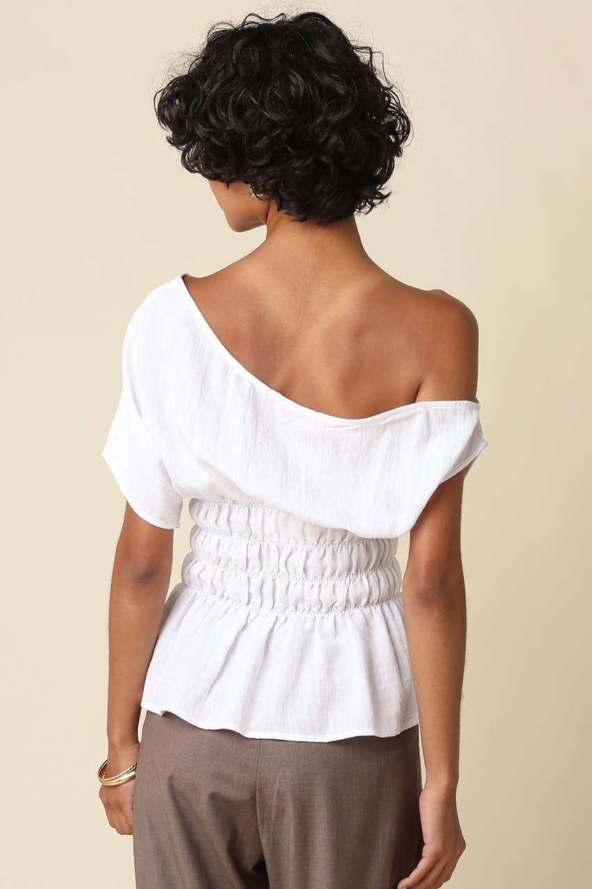 Selena One Shoulder Smocked Top