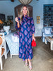 Midnight Sonata Botanical Midi Dress-Navy