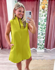 Yacht Luxe Mini Dress-Lime