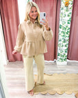The Duchess Peplum Jacket-Tan