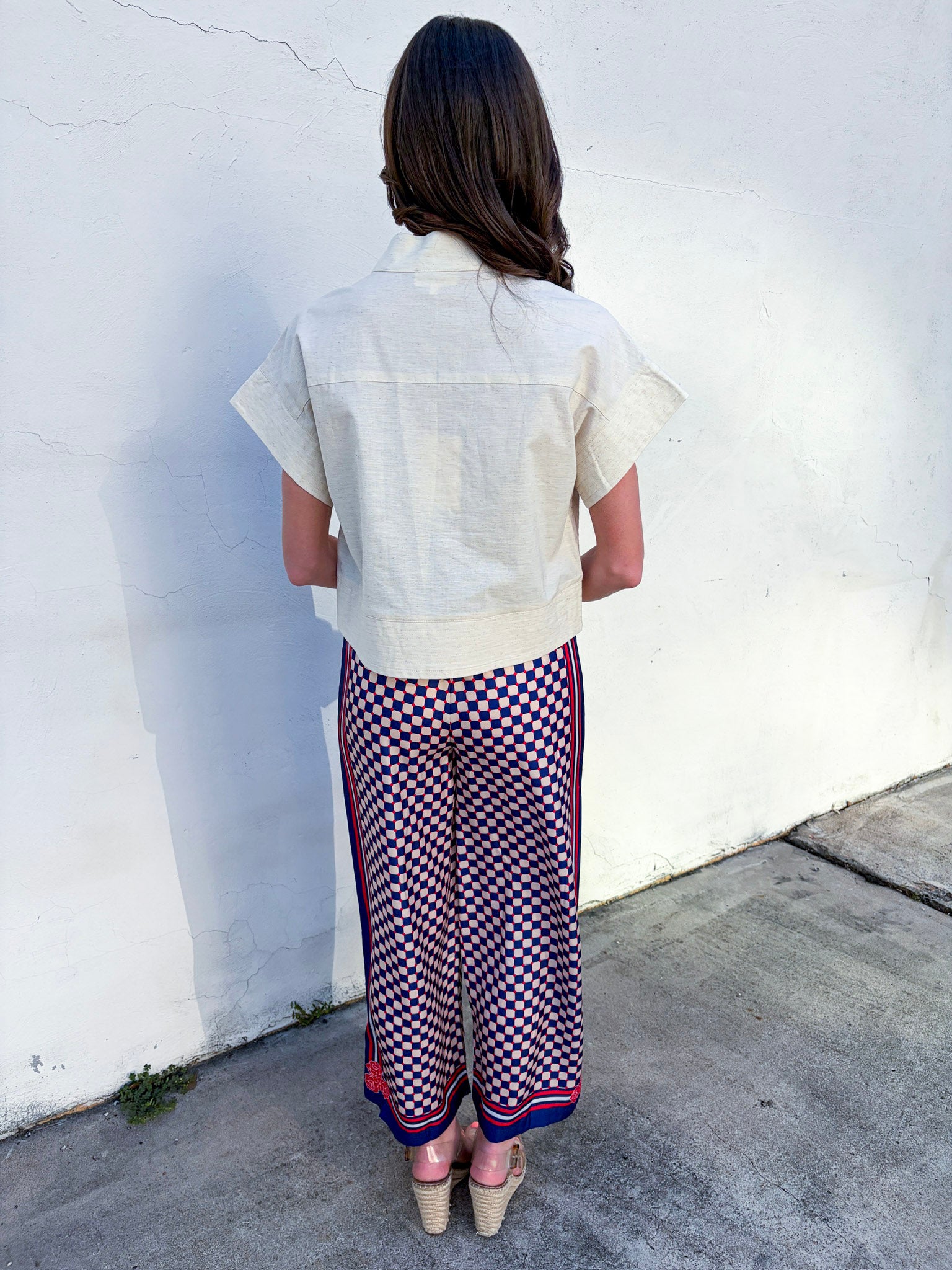 Checkerboard Wide Leg Pants