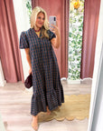 Westbury Plaid Midi Dress-Green