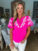 Vintage Bungalow Embroidered Top-Hot Pink