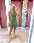 Weekend Cabin Mini Dress-Olive