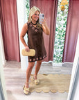 Weekend Cabin Mini Dress-Brown