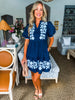 Magic Moment Floral Mini Dress-Navy