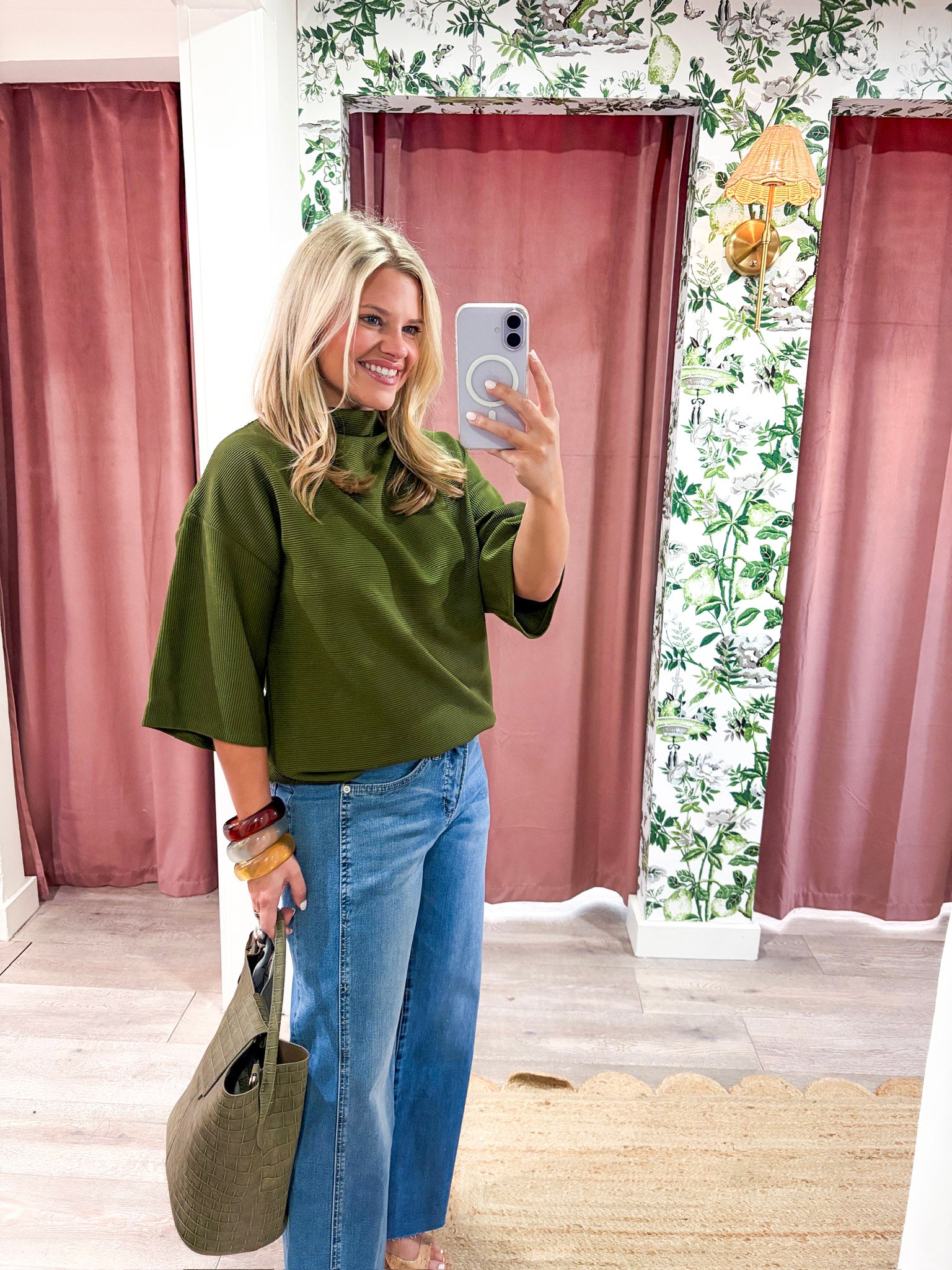 Old Mill Mock Neck Top-Olive