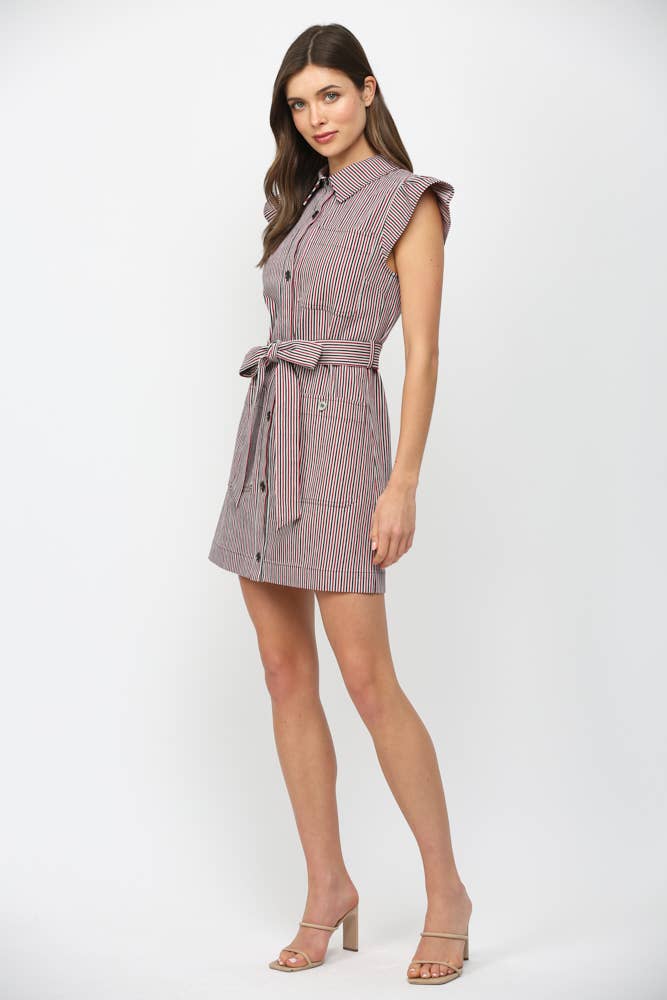 Vera Ruffle Button Down Mini Dress