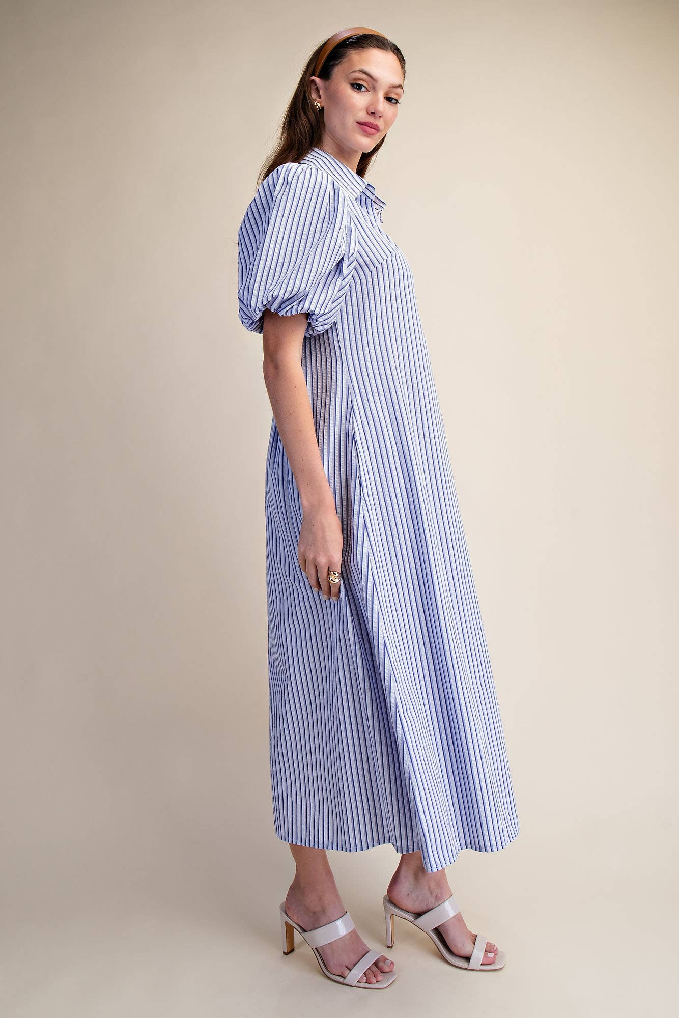 Nautical Grace Midi Dress-Blue