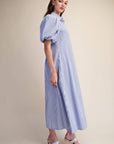Nautical Grace Midi Dress-Blue