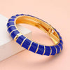 Enamel Bamboo Hinged Bangle Bracelet-Blue