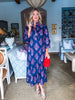 Midnight Sonata Botanical Midi Dress-Navy