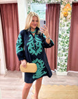 Isla Floral Baroque Dress-Navy