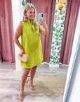 Yacht Luxe Mini Dress-Lime