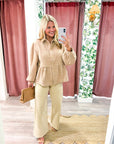 The Duchess Peplum Jacket-Tan