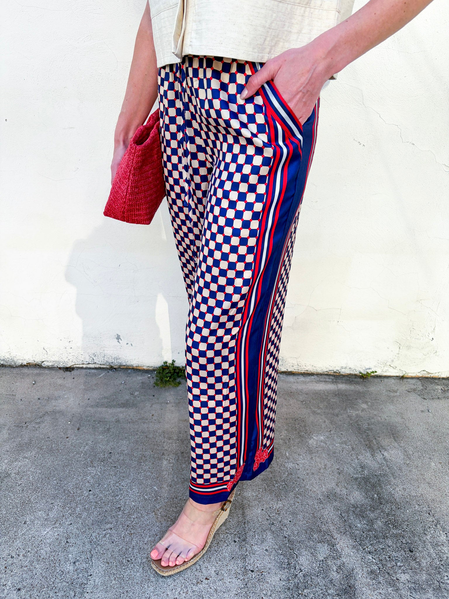 Checkerboard Wide Leg Pants