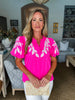 Vintage Bungalow Embroidered Top-Hot Pink