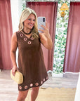 Weekend Cabin Mini Dress-Brown