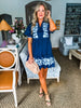 Magic Moment Floral Mini Dress-Navy