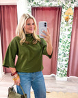 Old Mill Mock Neck Top-Olive