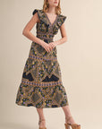 PREORDER: Sweet Spell Floral Midi Dress-Navy