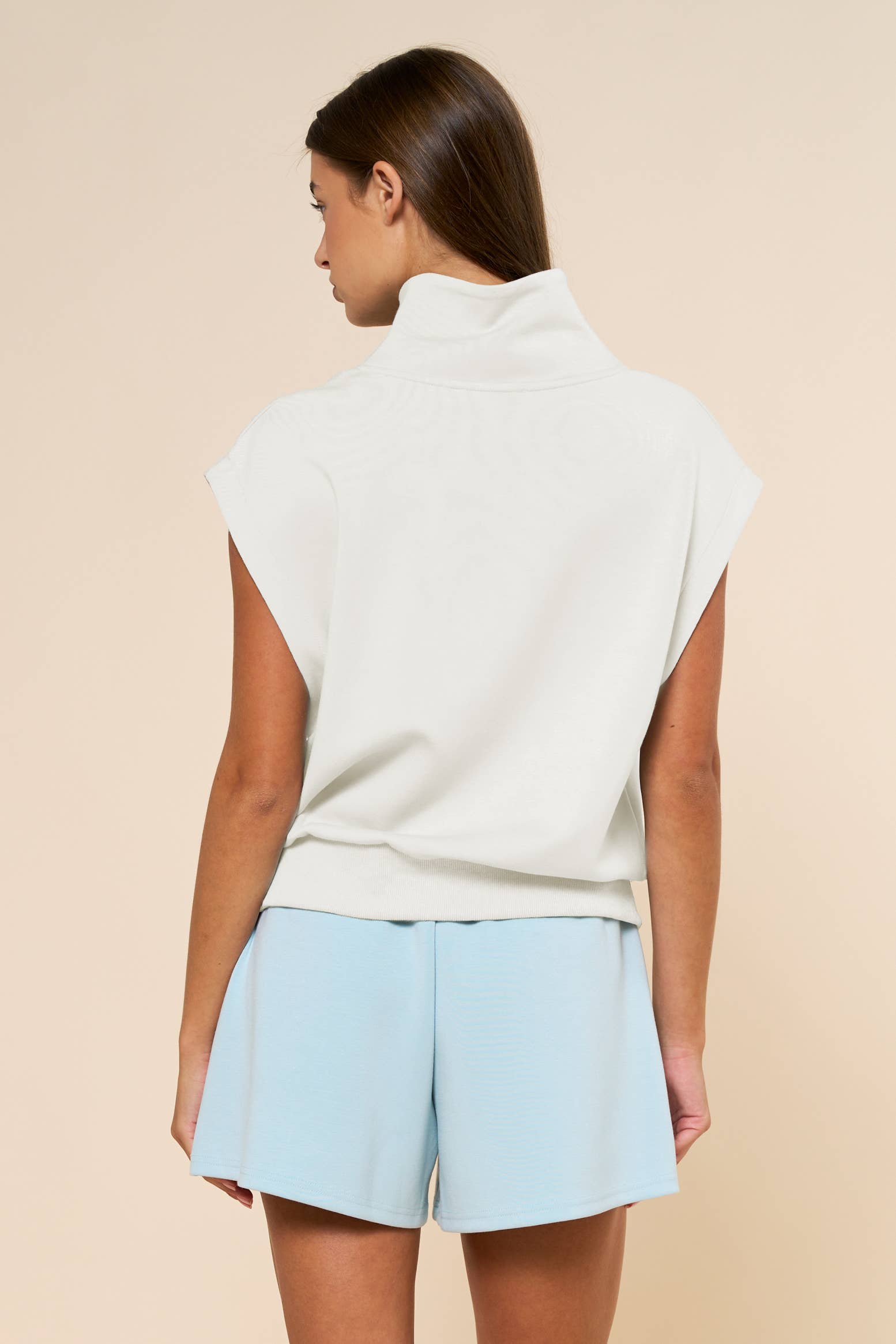 Sunny Side Zip Knit Top-Ivory