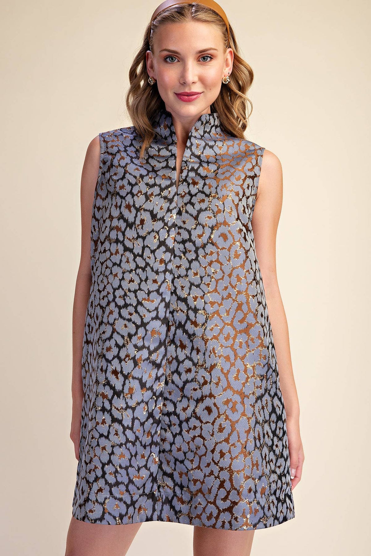 Huntress Jacquard Mini Dress-Blue