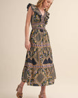PREORDER: Sweet Spell Floral Midi Dress-Navy