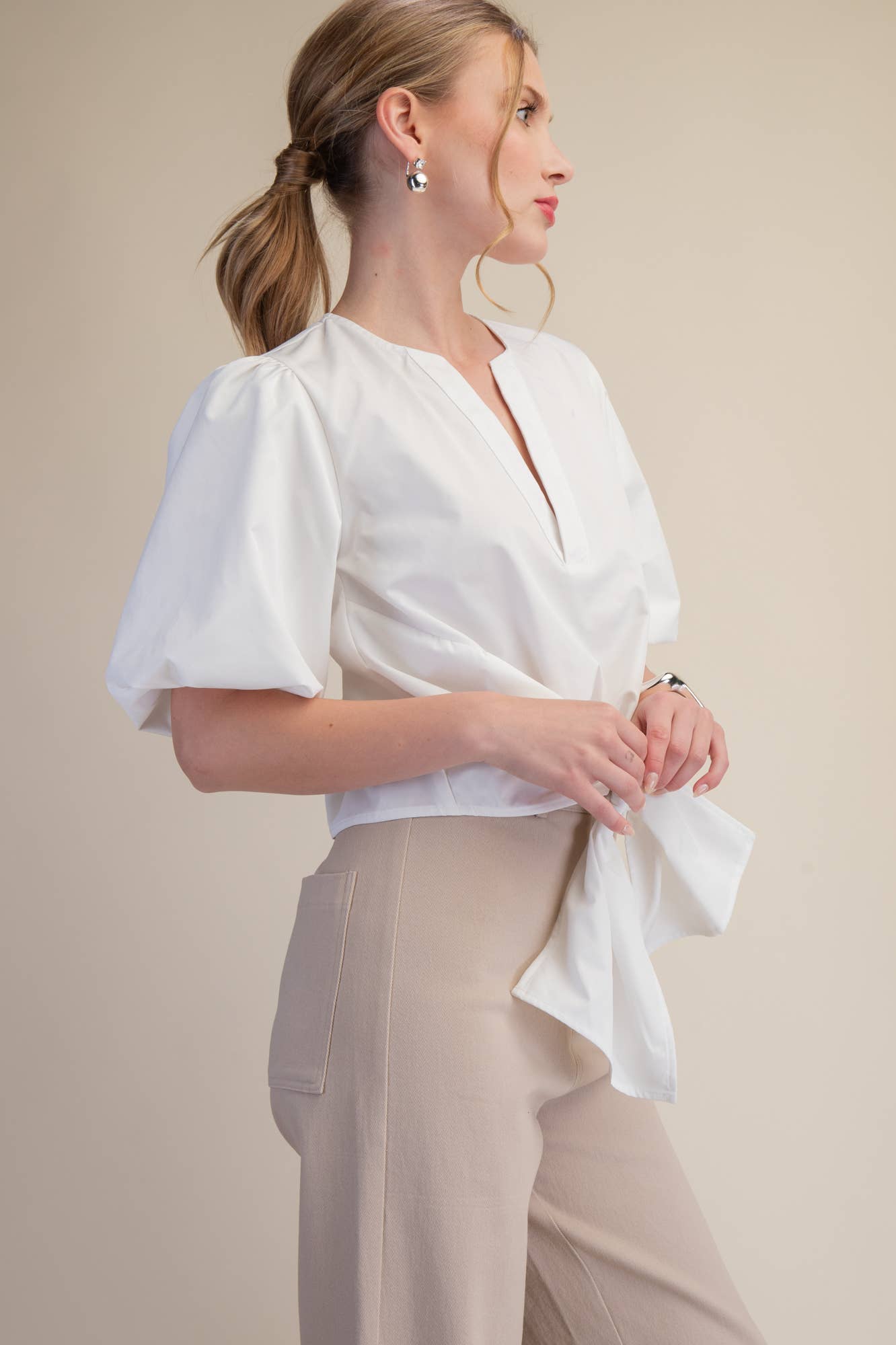 Dahlia Puff Sleeve Top-White