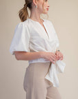Dahlia Puff Sleeve Top-White