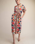 Garden Grace Tie Waist Midi Dress-Coral