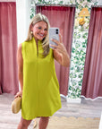 Yacht Luxe Mini Dress-Lime