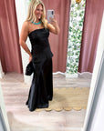 Satin Siren Maxi Dress-Black