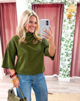 Old Mill Mock Neck Top-Olive